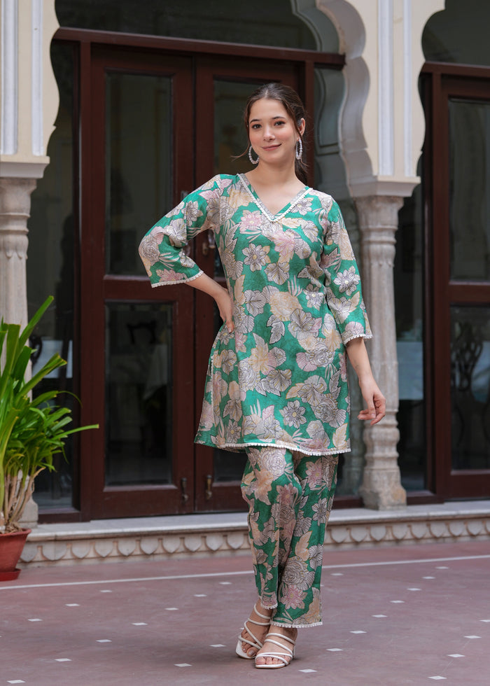 GREEN FLORAL SLIK CORD SSET