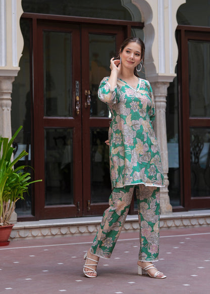 GREEN FLORAL SLIK CORD SSET