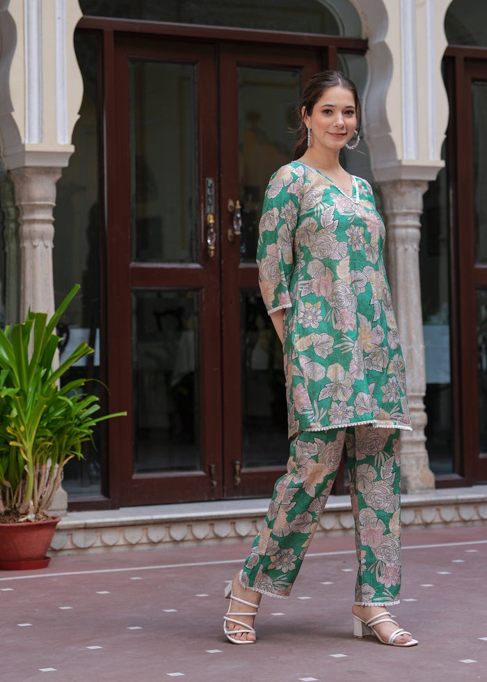 GREEN FLORAL SLIK CORD SSET