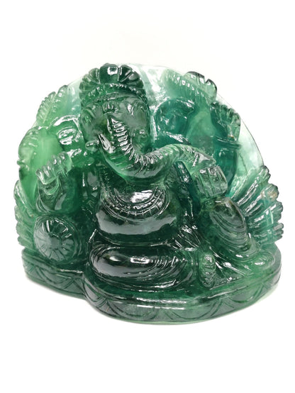 Green Fluorite Handmade Carving of Ganesh - Shwasam