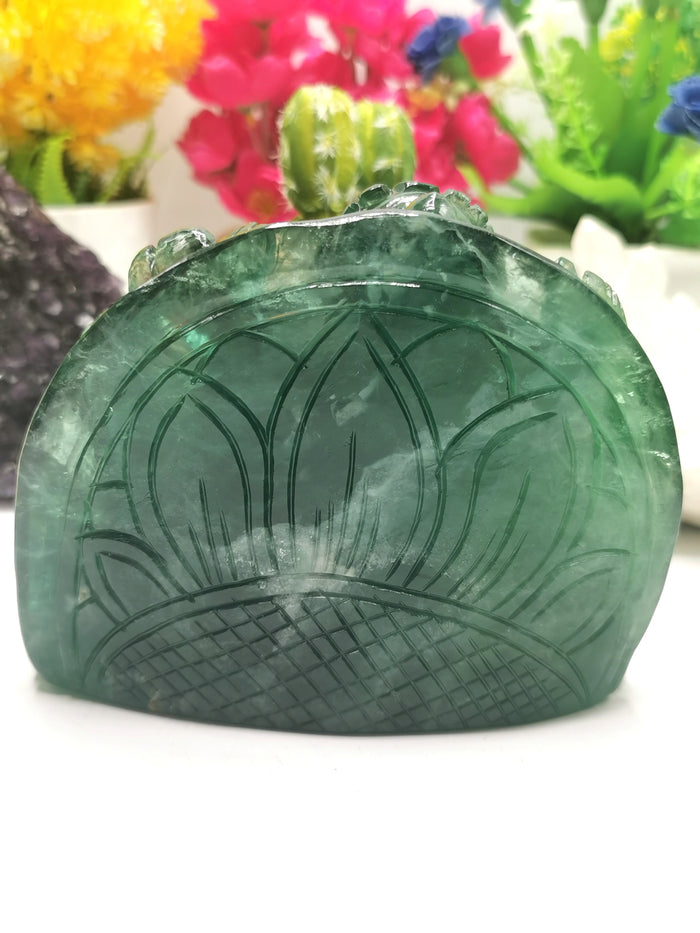 Green Fluorite Handmade Carving of Ganesh - Shwasam