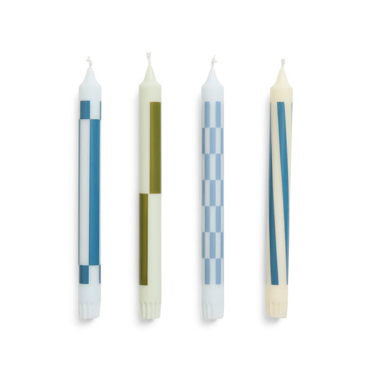 hay | green and blue pattern candle | set of 4