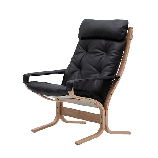 hjelle | siesta classic 301 chair | high back with arms | oak + hemsen HA19 leather
