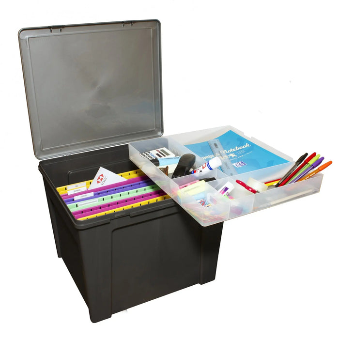 Home Office Plastic Storage Box with Organiser Tray Wham Storage
