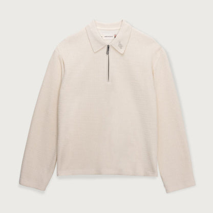 Honor The Gift  Wavy Knit L/S Polo - Bone