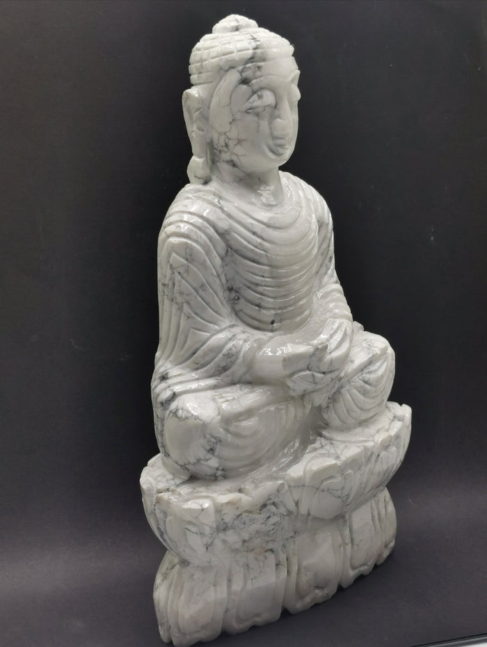 Howlite Stone carving of Siddartha, the Buddha - hand carved to perfection