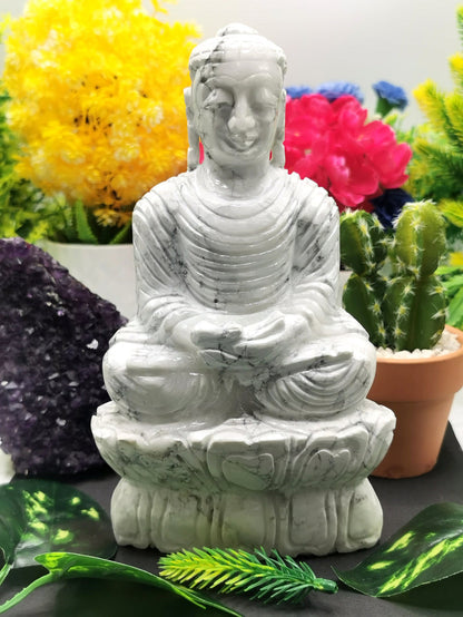 Howlite Stone carving of Siddartha, the Buddha - hand carved to perfection