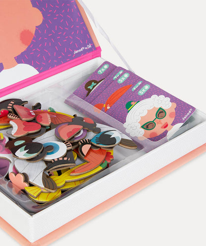 Janod Magnetibook Educational Toy - Girl's Crazy Faces