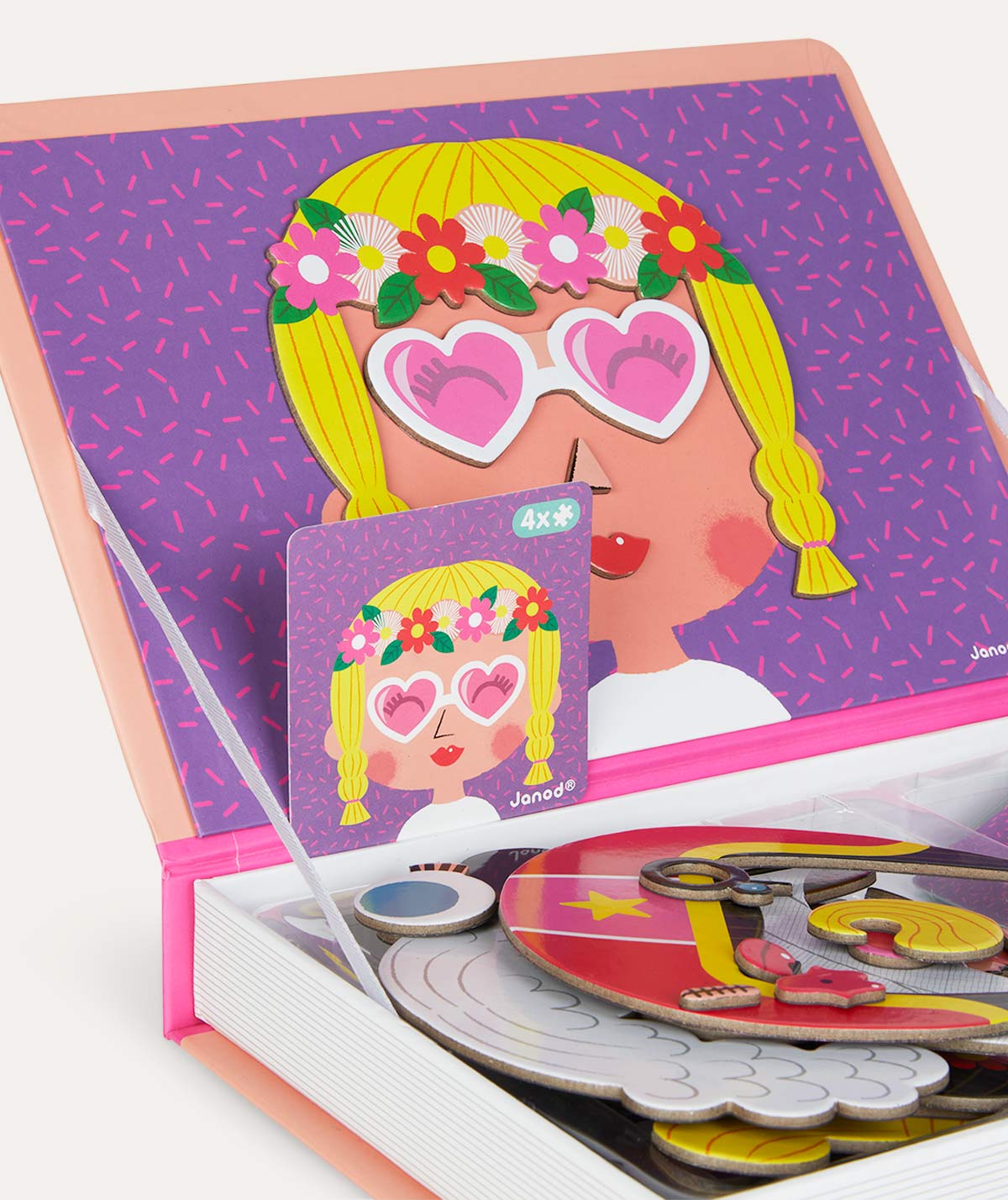 Janod Magnetibook Educational Toy - Girl's Crazy Faces