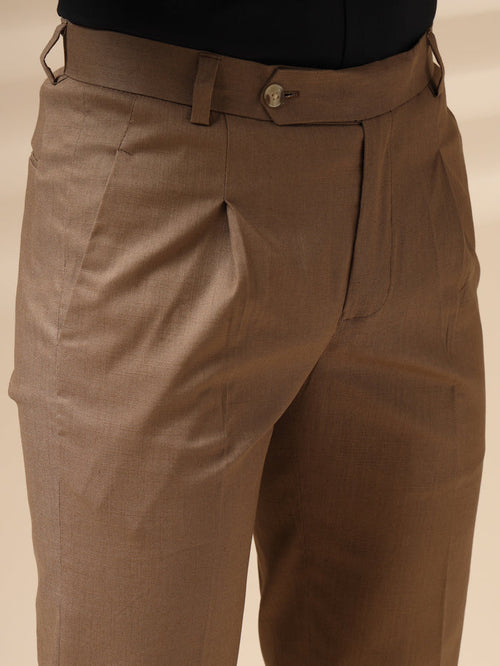 Khakhi Linen Formal Pleated Gurkha Pants | Boot Cut Fit by ITALIAN VEGA®