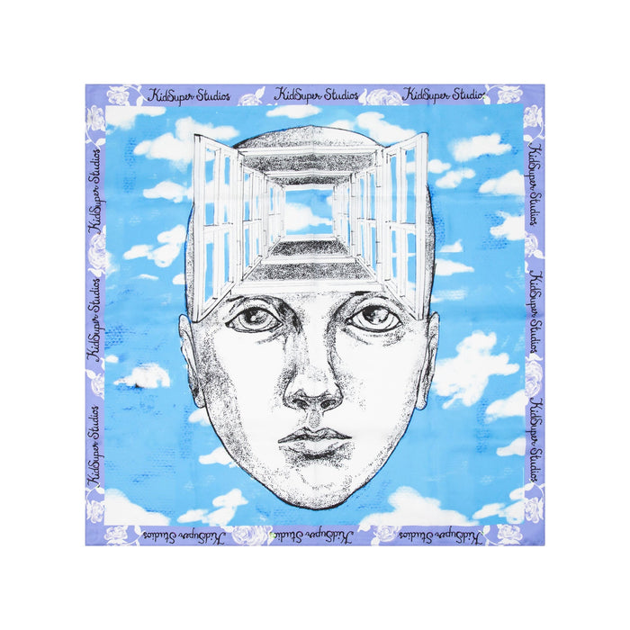 KidSuper Studios Illusion Printed Silk Scarf - Blue