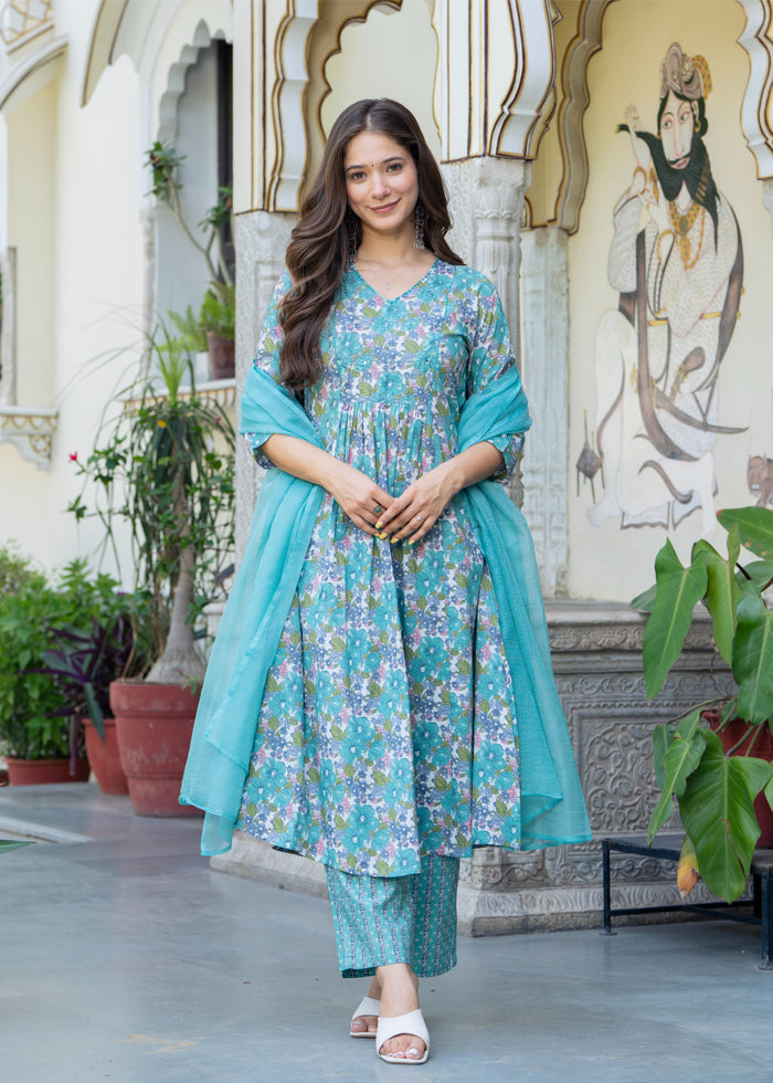KOTA DORIA TEAL BLUE PLEATED