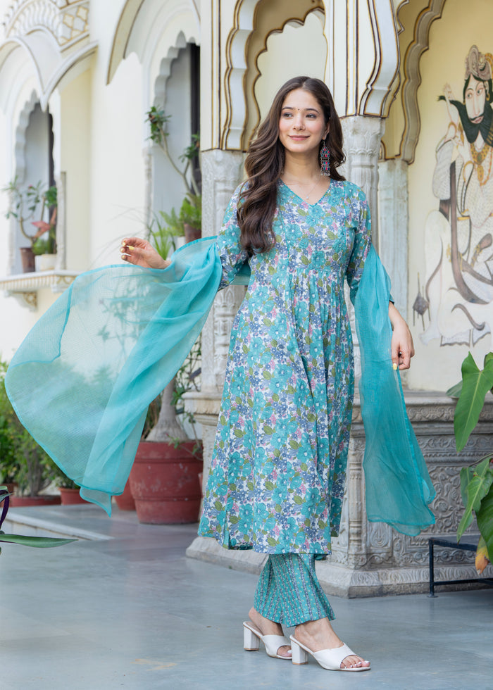 KOTA DORIA TEAL BLUE PLEATED