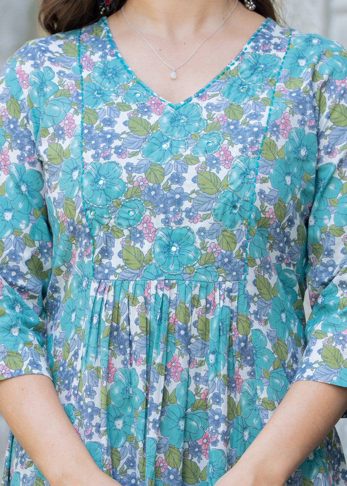 KOTA DORIA TEAL BLUE PLEATED