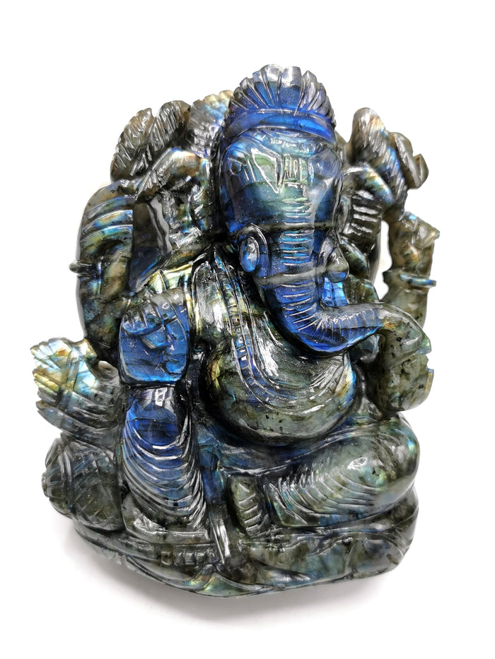 Labradorite Handmade Carving of Ganesh - Shwasam