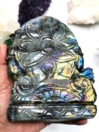 Labradorite Handmade Carving of Ganesh - Shwasam