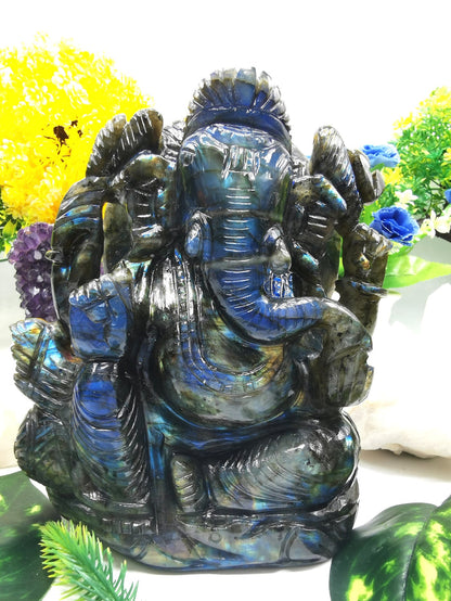 Labradorite Handmade Carving of Ganesh - Shwasam