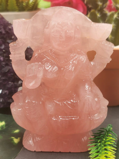Lakshmi statue / idol handcarved in Rose Quartz stone - Shwasam