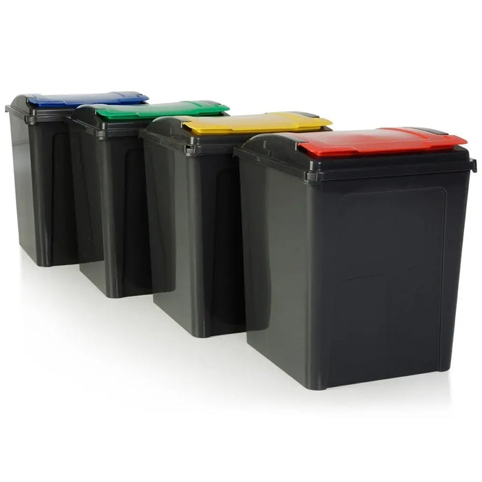 Large 50 Litre  Slate Plastic Recycling Bin with Flip Lid Wham Storage