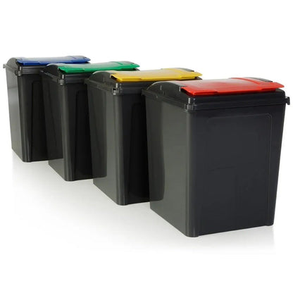 Large 50 Litre  Slate Plastic Recycling Bin with Flip Lid Wham Storage