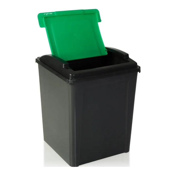 Large 50 Litre  Slate Plastic Recycling Bin with Flip Lid Wham Storage