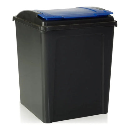 Large 50 Litre  Slate Plastic Recycling Bin with Flip Lid Wham Storage