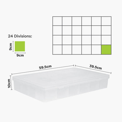 Large Organiser Box 7.01 with 24 Dividers Clear/Clear   13803 Wham Storage