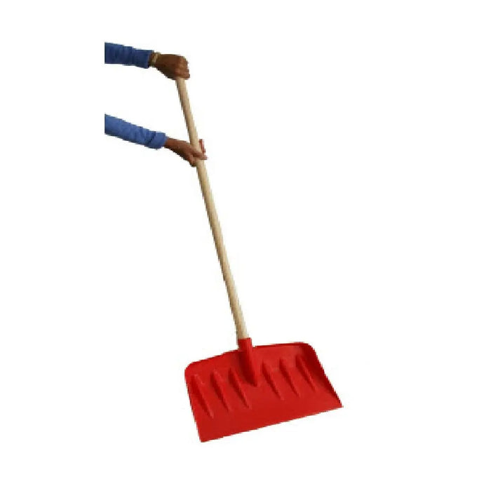Large Strong Red Plastic Snow Shovel with Wooden Shaft "The Old Faithful"