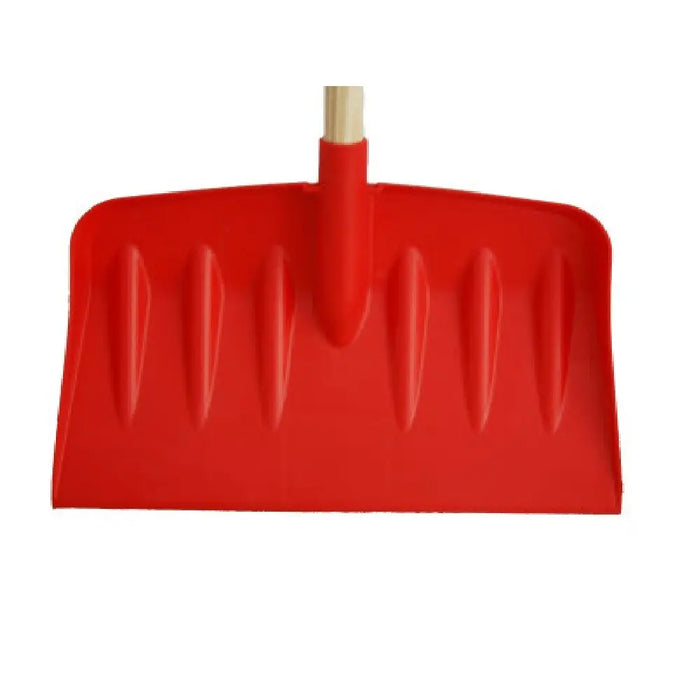 Large Strong Red Plastic Snow Shovel with Wooden Shaft "The Old Faithful"