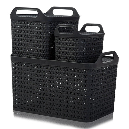 Large Urban Style Plastic Storage Basket with Lid Strata