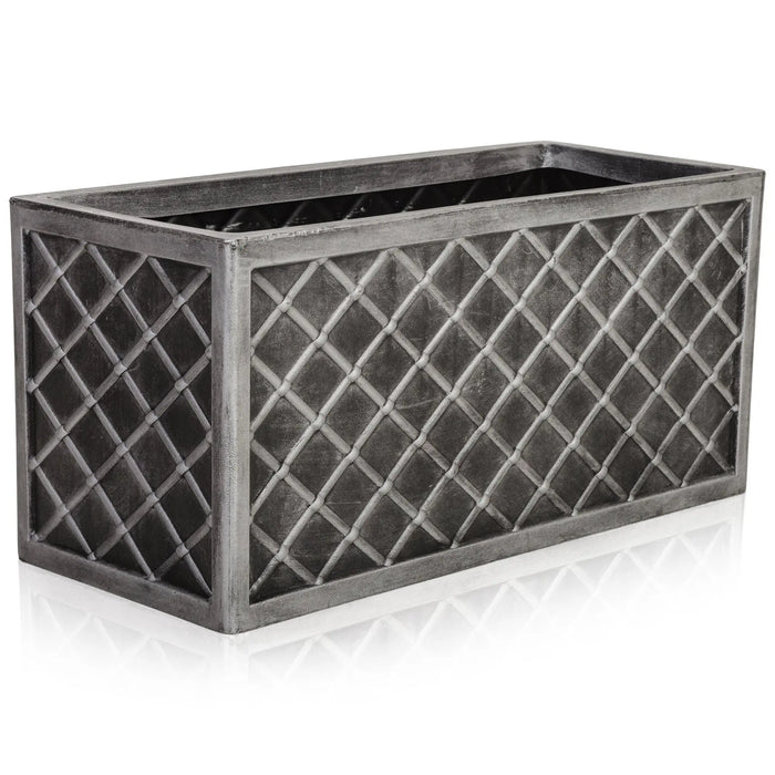 Lazio Pewter Effect Trough Planter Strata