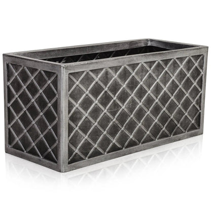 Lazio Pewter Effect Trough Planter Strata
