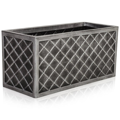 Lazio Pewter Effect Trough Planter Strata