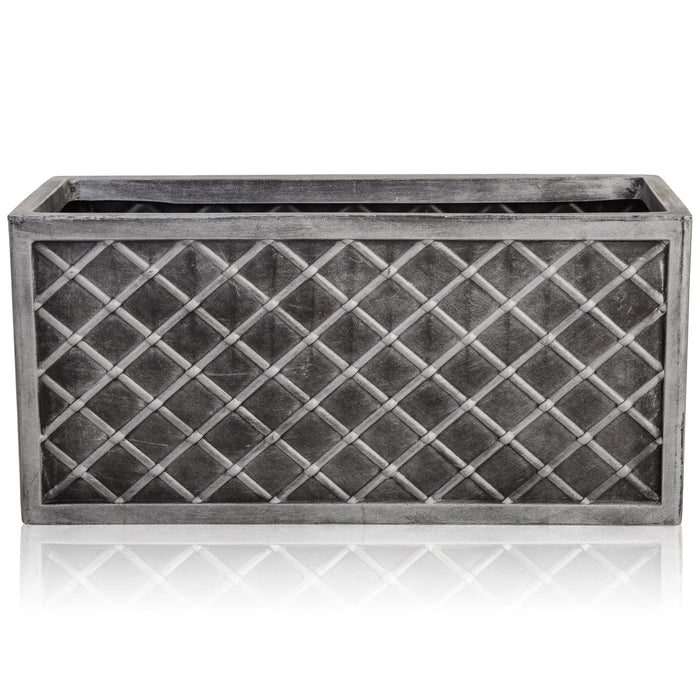 Lazio Pewter Effect Trough Planter Strata