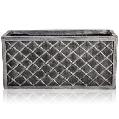 Lazio Pewter Effect Trough Planter Strata
