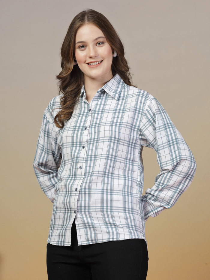 Light Blue Checkered White Shirt for Women | By ItalianVega