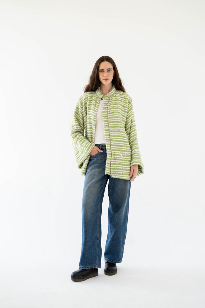 Meadow Stripes Jacket-Women-Green