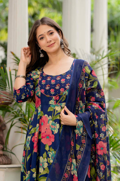 MIDNIGHT BLOOM ANARKALI SUIT SET