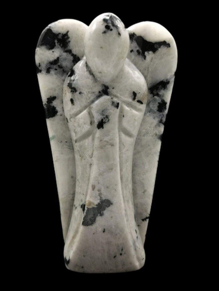 Moonstone Angel figurine - Crystal Healing / Good luck angel statue in gemstone 590 gms - Shwasam