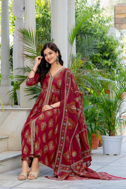 MUGHAL MAROON ANARKALI SET