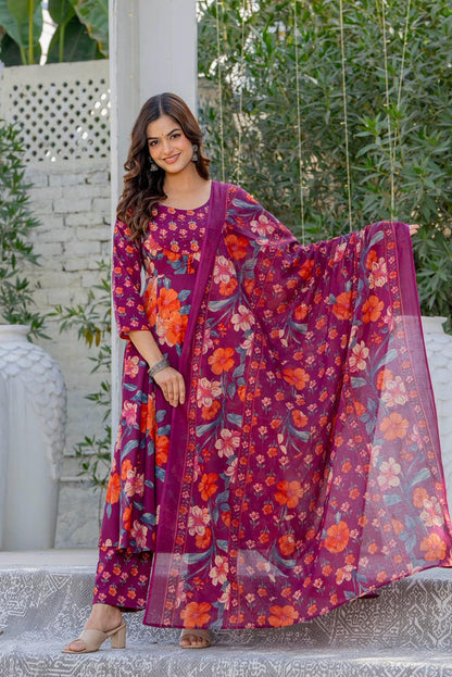 MULBERRY BLOOM  ANARKALI SUIT SET