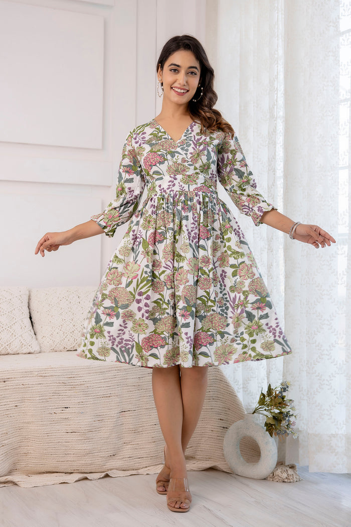 MULTICOLOR FIT AND FLAIR DRESS