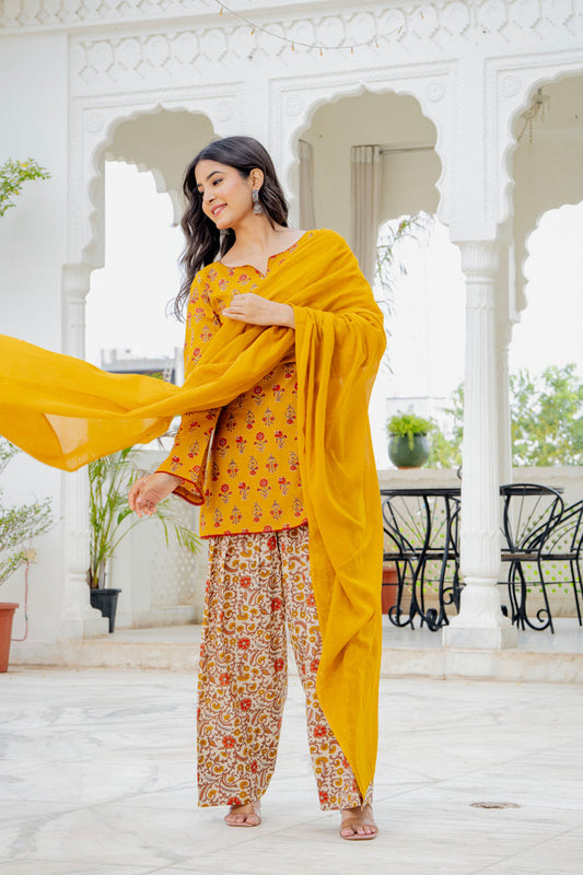 MUSTARD IVORY FARSHI SUIT SET