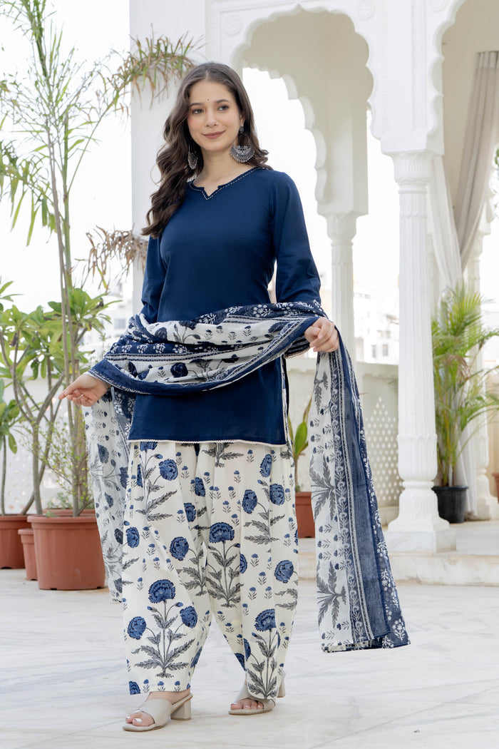 NAVY BLUE FARSHI SUIT SET