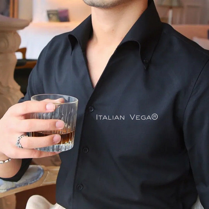 Old Money Black Shirt with Anthracite Flannel Signature Buttoned Gurkha Pant by ITALIAN VEGA®