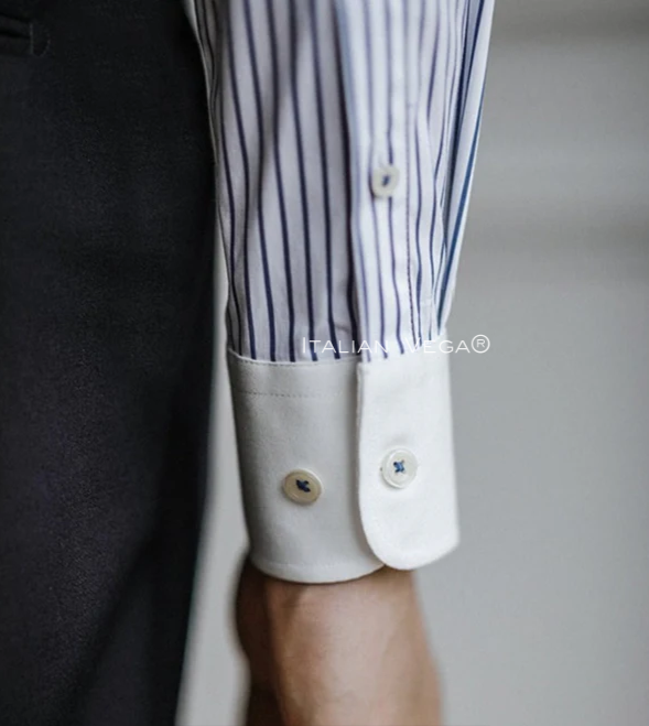 Old Money Classic Stripe Shirt with Black Herringbone Signature Buttoned Gurkha Pant by ITALIAN VEGA®