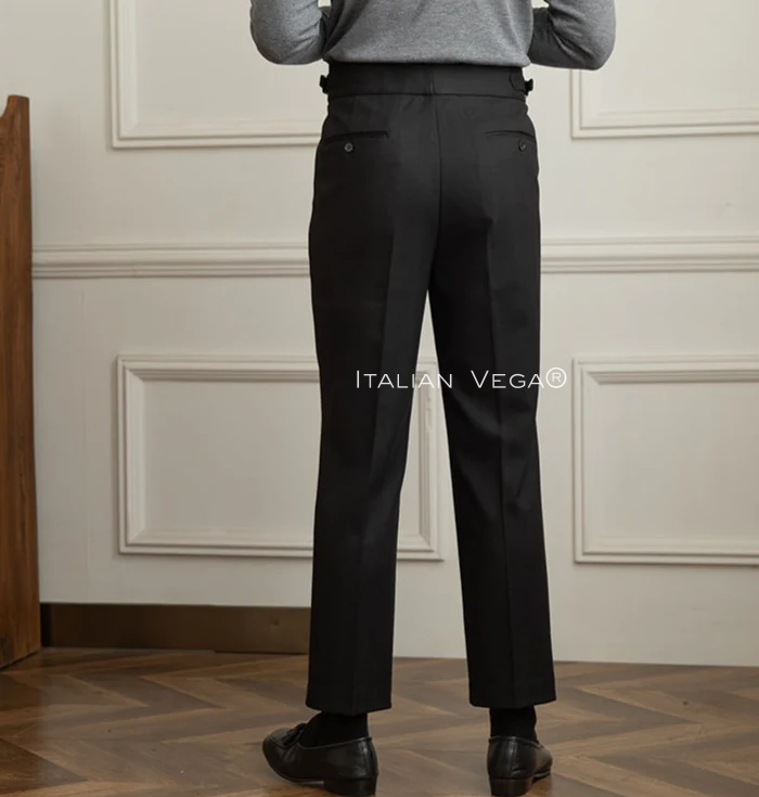 Old Money Classic Stripe Shirt with Black Herringbone Signature Buttoned Gurkha Pant by ITALIAN VEGA®