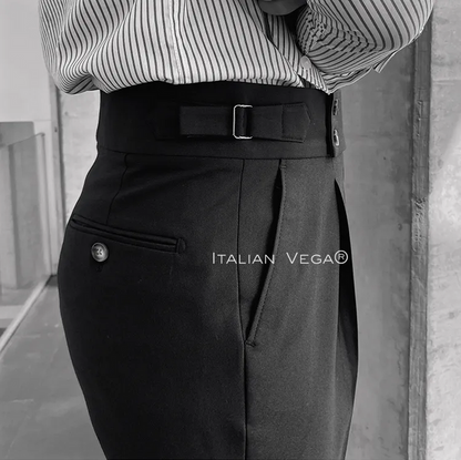 Old Money Crepe Shirt with Black Signature Buttoned Gurkha Pant by ITALIAN VEGA®