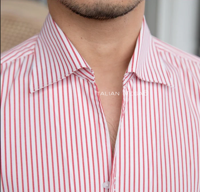 Old Money Crepe Stripe Shirt with Grey Herringbone Signature Buttoned Gurkha Pant by ITALIAN VEGA®