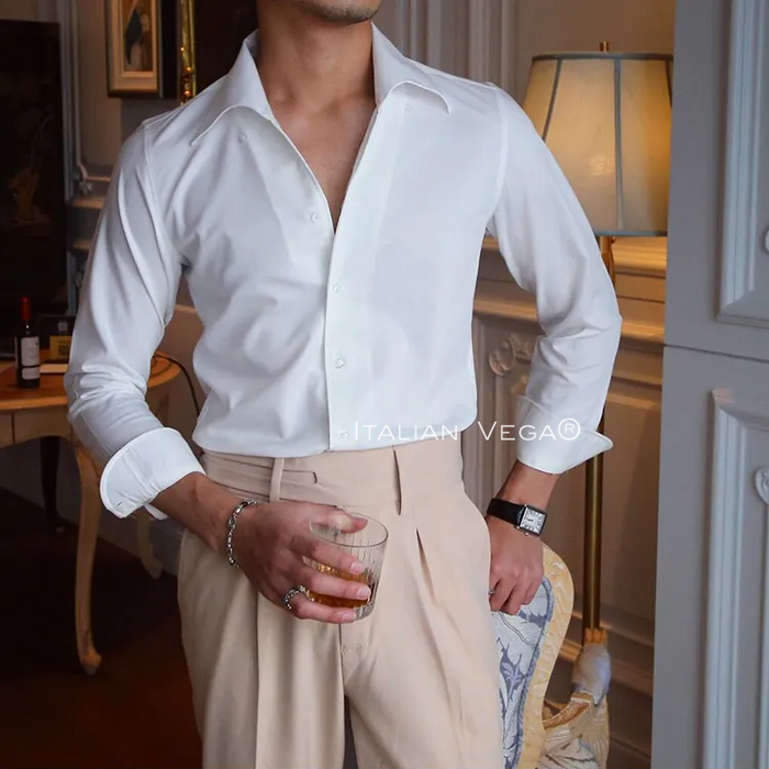 Old Money White Shirt with Blue Veteran Denim Gurkha Pant by ITALIAN VEGA®